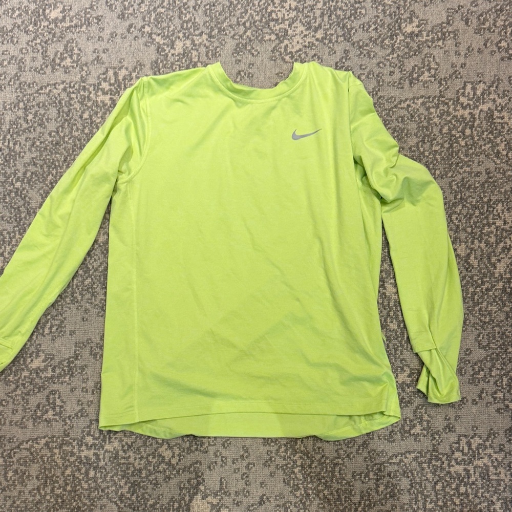 Nike Neon Yellow-Green Long Sleeve Performance Top
